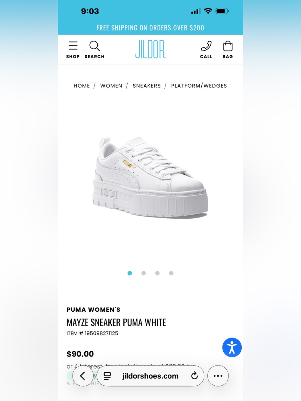 PUMA white platform sneakers